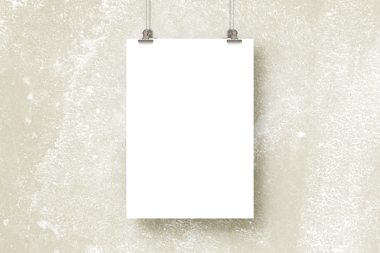 Blank Hanging Poster on Wall Texture Background